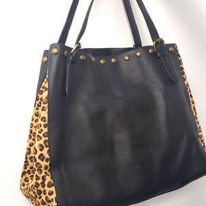 Clever Carriage Black Leather Tote